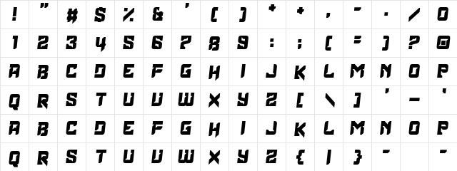 Elder Head Regular  glyph index