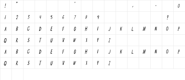 Angry Mob Regular  glyph index