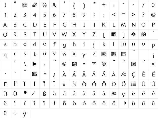 HESTTA Regular  glyph index