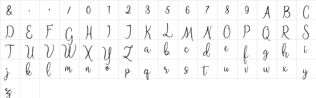 Zimphony Regular  glyph index
