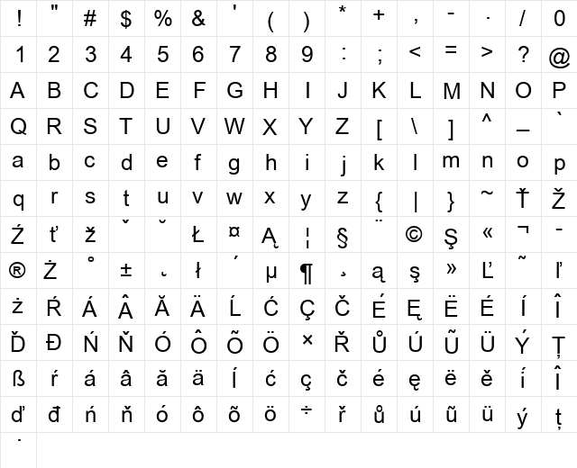 BC CE Normal  glyph index
