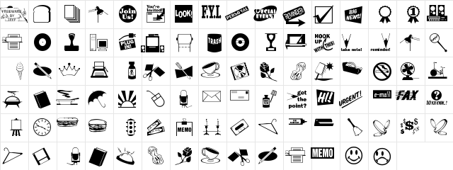 ArtsyParts Din1. Regular  glyph index