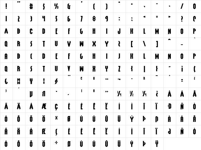 Grendel's Mother Expanded Expanded  glyph index