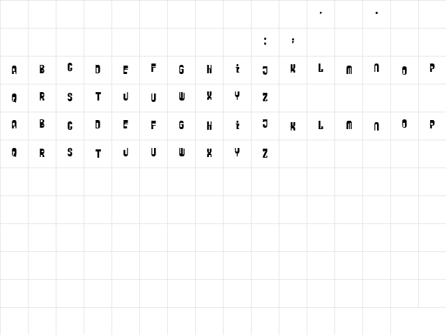 ZyberBob Regular  glyph index