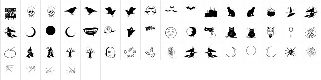 Trick or Treat 2 OT Regular  glyph index