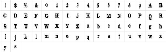 Gold Fever Condensed Regular  glyph index