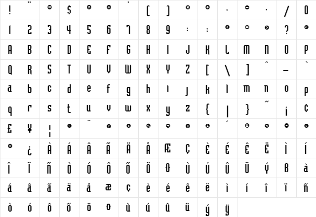 Havnel Regular  glyph index