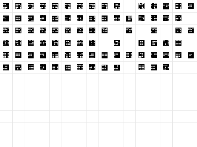 katakana,block Regular  glyph index