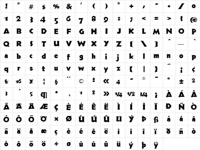 TFNeueneulndSolidOsf Normal  glyph index