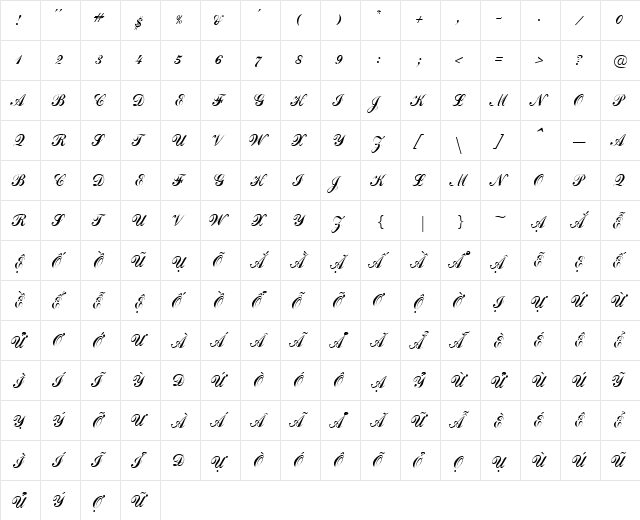 VI Thanh Mai Hoa Regular  glyph index