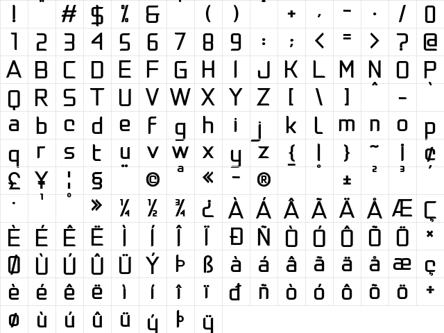 Natalisa Bold Demo Bold  glyph index