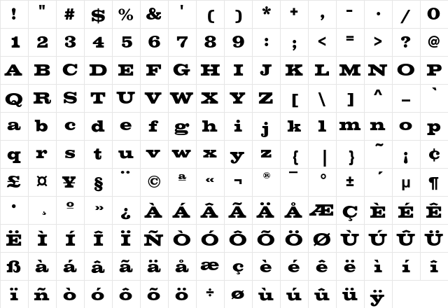 VoltaEF-Bold Regular  glyph index