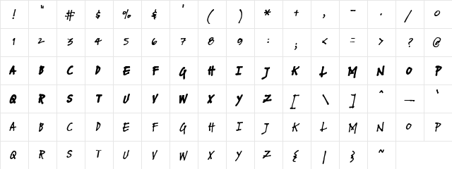 FUSE normal Italic  glyph index