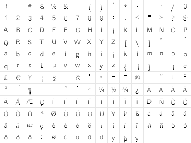 JeffBeckerGradientC-Medium Normal  glyph index