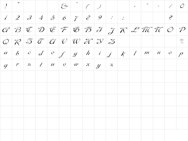 Dobkin Wd Plain  glyph index