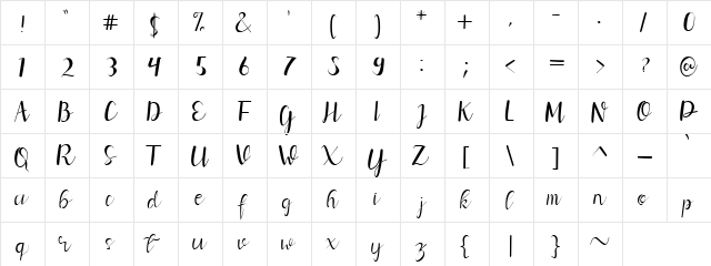 Allisya Regular  glyph index