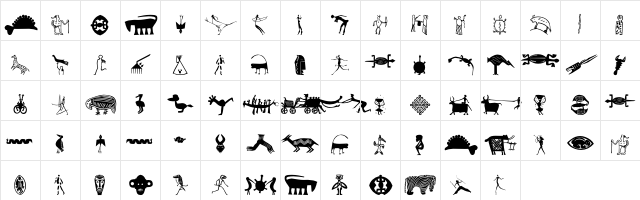 EthnoFontEF Regular  glyph index