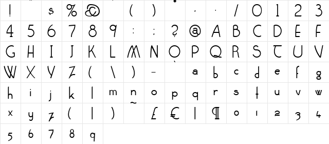 Claritty Normal  glyph index
