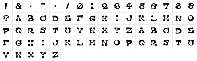 Crazy Monkey Regular  glyph index