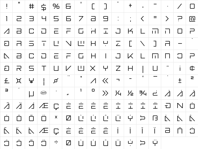 Banshee Pilot Condensed Condensed  glyph index