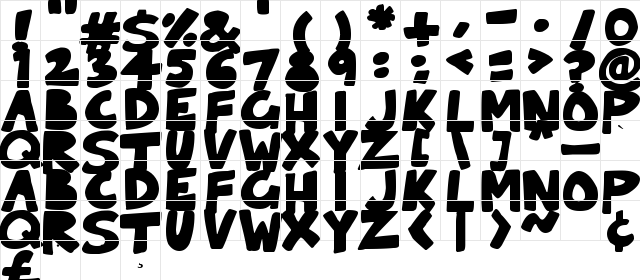 Solid Cartoonlings Regular  glyph index