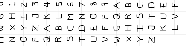 Pfvvbf7s erybadfont7 sideways  glyph index