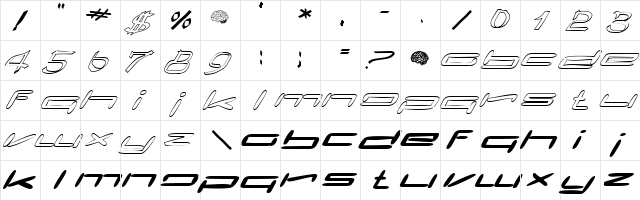 Claytoona Regular  glyph index