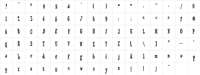 CK Brownie Regular  glyph index