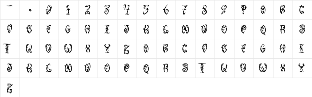 VTC-TribalThreeFree Regular  glyph index
