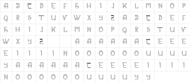 CALDERDALE DEMO Outline  glyph index