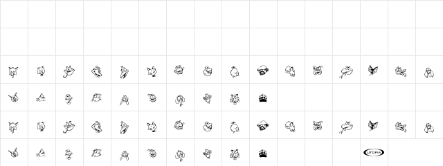 Bearpaw Bats Regular  glyph index