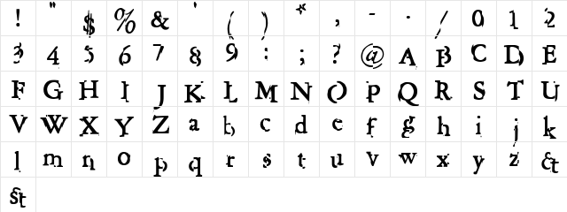 Garish Monde Regular  glyph index