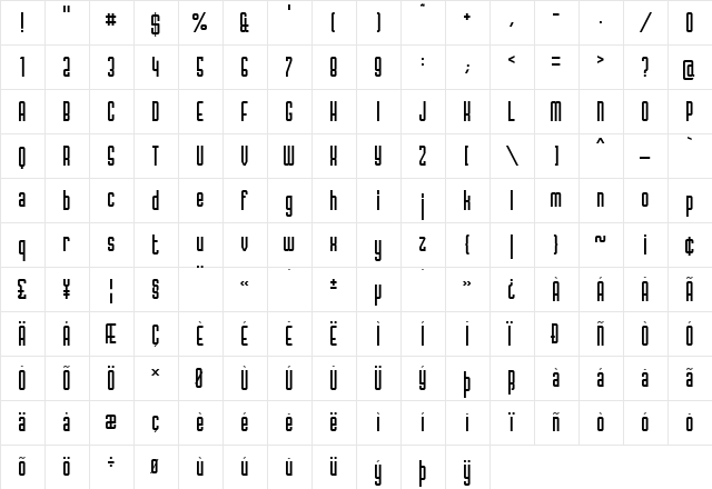Popincourt 1981 Lo Regular  glyph index