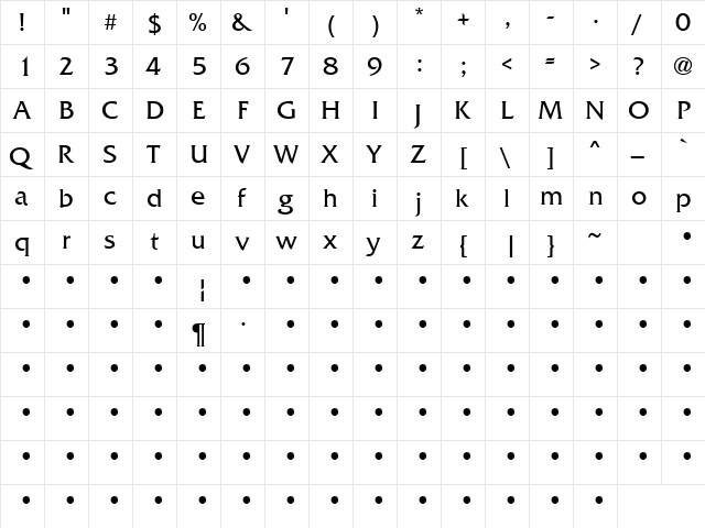 Keep Talking 5 Regular  glyph index