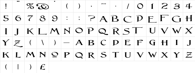 Lightfoot Wide Expanded Regular  glyph index