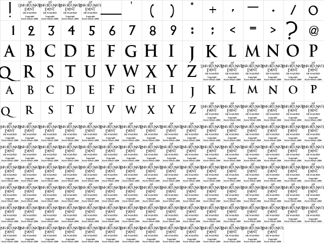 An Unfortunate Event DeWarped Regular  glyph index