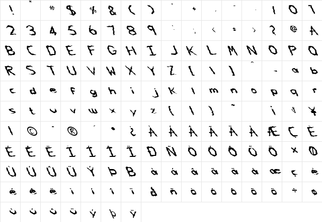 FZ WACKY 62 LEFTY Normal  glyph index