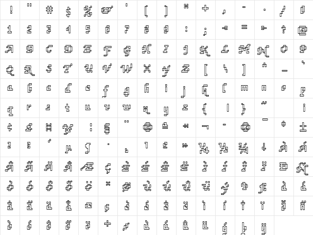 Rough73 Becker Regular  glyph index