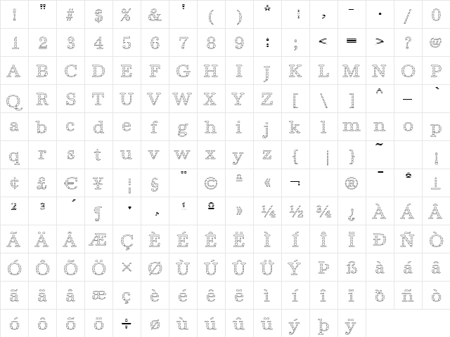 IrisBeckerGradoW Regular  glyph index
