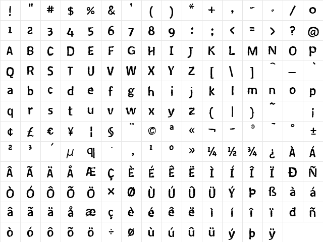 Coventry ITC TT Medium  glyph index