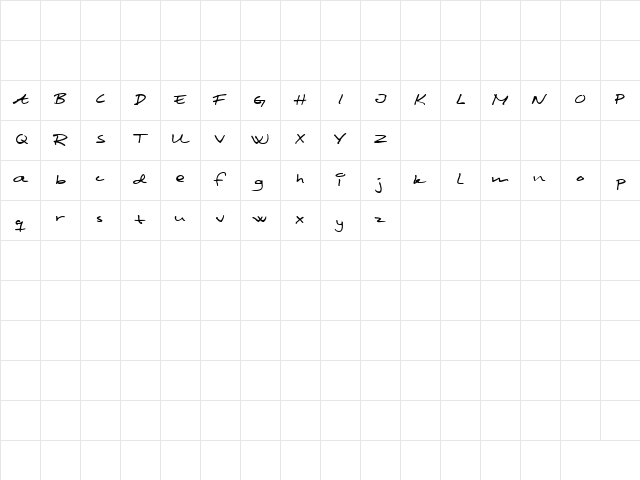 Scribbled Monkey Regular  glyph index