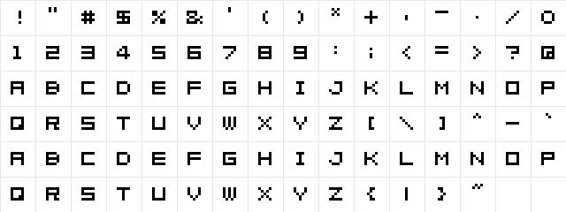 04b08 Regular  glyph index