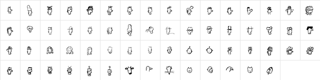 Font Heads Regular  glyph index