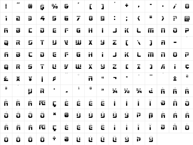 Legio Sabina Halftone Regular  glyph index
