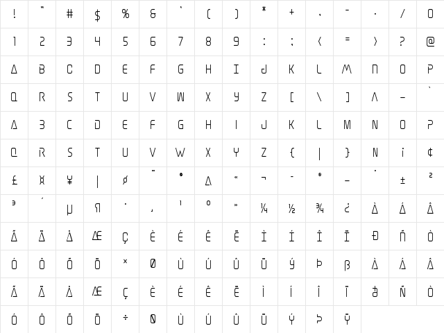 Elite Danger Semi-Bold Condensed Semi-Bold Condensed  glyph index