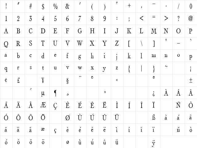 Dream On 2 Regular  glyph index