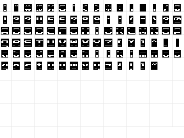 D3 DigiBitMapism type C wide Regular  glyph index