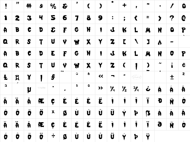 Mystic Singler Light Light  glyph index