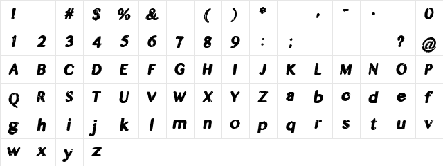CF Legends of the Fall Regular  glyph index