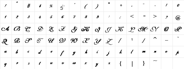 Intermission Regular  glyph index